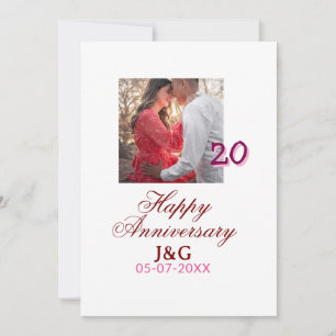 Cheers to 20 Years happy anniversary add photo dat Invitation