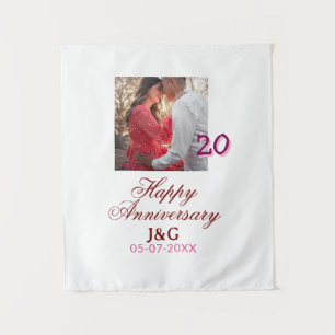 Cheers to 20 Years happy anniversary add photo dat Tapestry