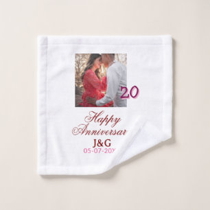 Cheers to 20 Years happy anniversary add photo dat Wash Cloth