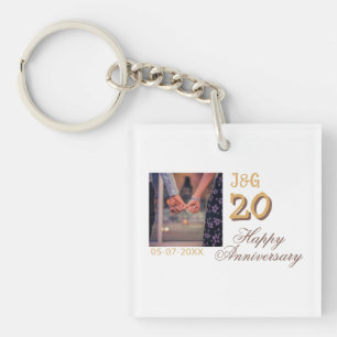 Cheers to 20 Years happy anniversary add photo pas Key Ring