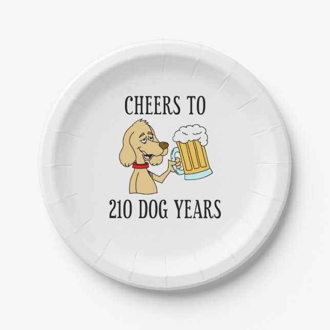 Cheers To 210 Dog Years 30th Birthday Paper Plate (Front)