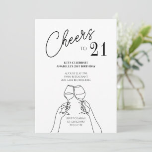 Cheers to 21 birthday party chic modern invitation