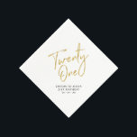 Cheers to 21  | Modern Adult 21st Birthday Party N Napkin<br><div class="desc">This custom paper napkin will add stylish detail to your 21st birthday celebration. This design features simple chic gold lettering "Twenty One" with custom text. Matching invitations and party supplies are available in my shop BaraBomDesign.</div>