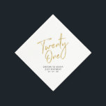 Cheers to 21  | Modern Adult 21st Birthday Party N Napkin<br><div class="desc">This custom paper napkin will add stylish detail to your 21st birthday celebration. This design features simple chic gold lettering "Twenty One" with custom text. Matching invitations and party supplies are available in my shop BaraBomDesign.</div>