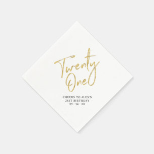 Cheers to 21    Modern Adult 21st Birthday Party N Napkin
