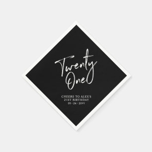 Cheers to 21    Modern Adult 21st Birthday Party Napkin