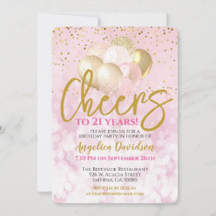 Cheers To 21 Years 21st Birthday Glamourous Invitation