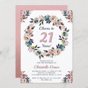 Cheers to 21 Years Chic Girl 21st Birthday Party Invitation