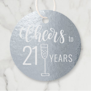 Cheers to 21 years men birthday elegant favour tags