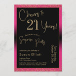 Cheers to 21 Years Surprise Birthday Party, Pink Invitation<br><div class="desc">Using two distinctive fonts, I've created graphics for your announcement and embellished them with a faux-metallic gold effect for a festive vibe. Although each part can be moved around to suit your needs, the header reads "Cheers to 21 Years!" and "Surprise Party". ("Surprise" can be removed if your party is...</div>