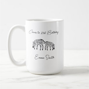 Cheers to 21st Birthday, Cute Kenyan Zebras  Coffee Mug