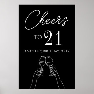 Cheers to 21st birthday party poster