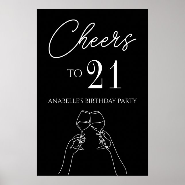 Cheers to 21st birthday party poster (Front)