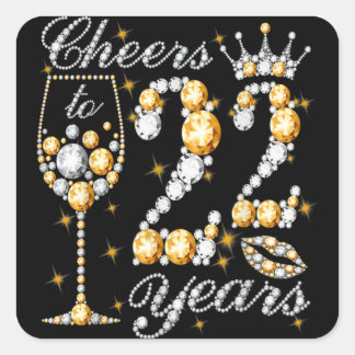 Cheers To 22 Years Old Happy 22th Birthday Queen D Square Sticker