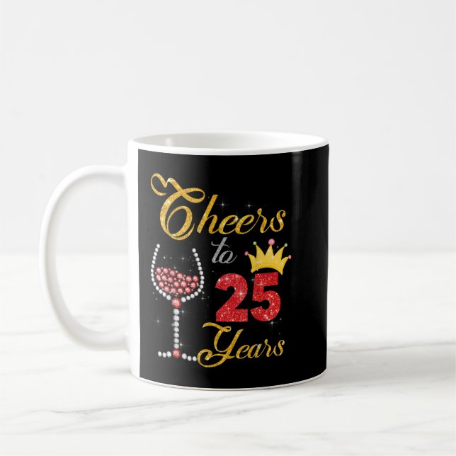 Cheers to 25 Years 1997 25th Birthday Wine Diamond Coffee Mug (Left)
