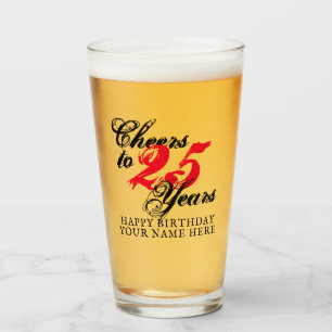 Cheers to 25 years 25th Birthday beer glass gift