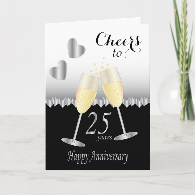 Cheers to 25 years Anniversary | DIY Text Card (Front)