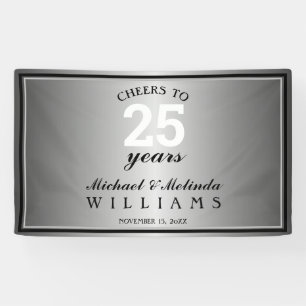 Cheers to 25 Years Silver Wedding Anniversary Banner