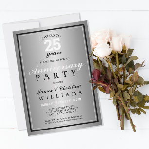 Cheers to 25 Years Silver Wedding Anniversary Invitation