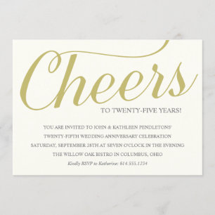 Cheers to 25 Years Wedding Anniversary Party Invitation