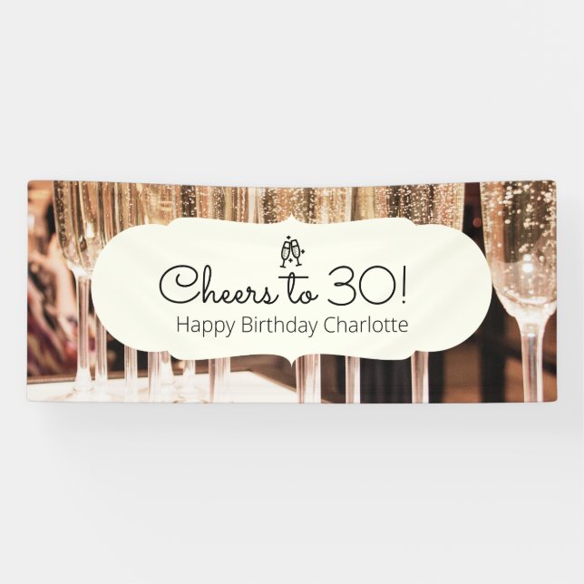 Cheers to 30 Champgane Birthday  Banner (Horizontal)