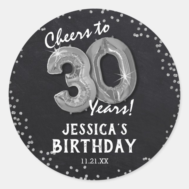 Cheers to 30 Years! 30th Birthday Classic Round Sticker (Front)