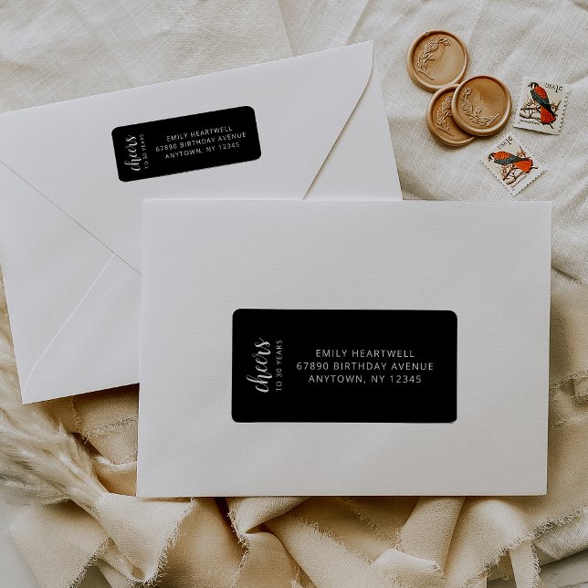 Cheers to 30 Years 30th Birthday Return Address Label (Creator Uploaded)