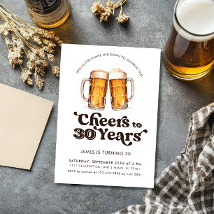 Cheers To 30 Years Adult Beer 30th Birthday Invitation