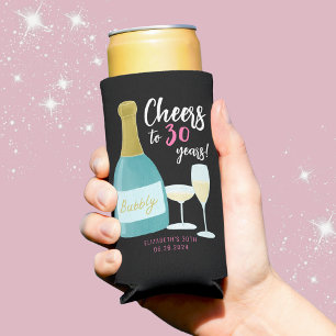 Cheers to 30 years bubbly 30th birthday party seltzer can cooler
