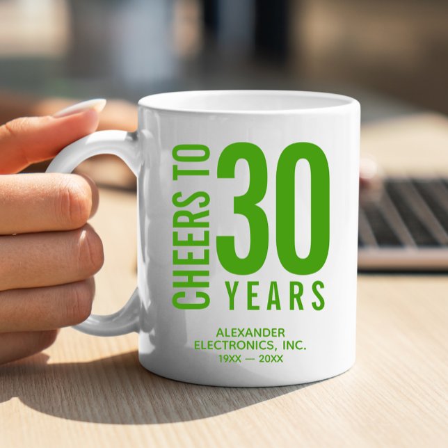 Cheers to 30 Years Business Anniversary Coffee Mug (Change to ANY YEAR! Lots of other colors and years pre-done for you in our collection.)