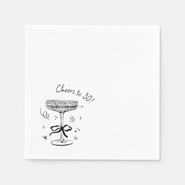 Cheers to 30 Years Cocktail Party Napkin (Front)