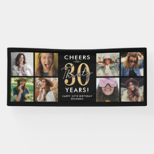 Cheers to 30 Years Gold Photo Birthday Banner