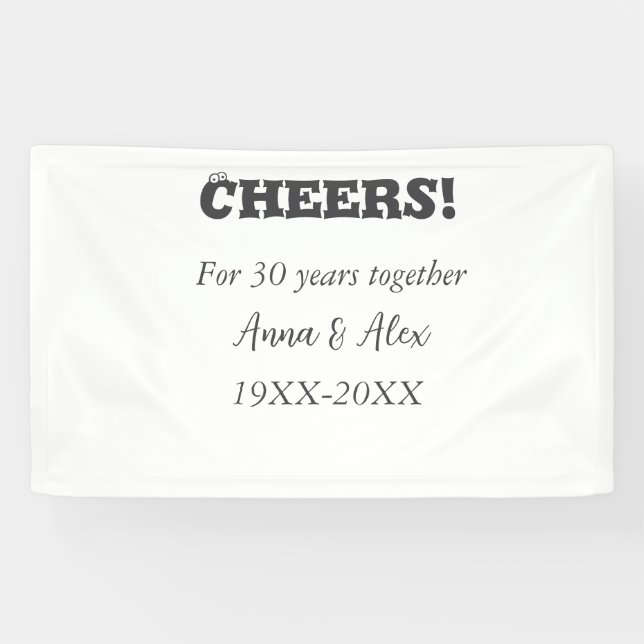Cheers to 30 years together anniversary add name d banner (Horizontal)
