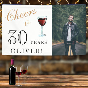 Cheers to 30 Years Wine 30th Birthday Photo Banner