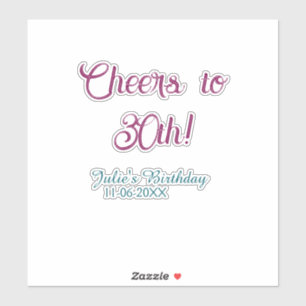 Cheers to 30th birthday name date mauve blue elega