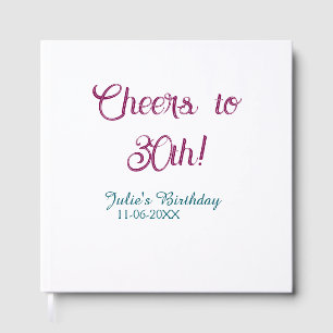 Cheers to 30th birthday name date mauve blue elega guest book