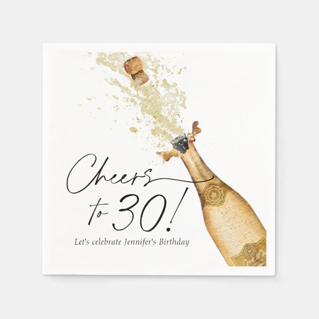 Cheers to 30th Birthday Personalised Paper Napkins (Front)