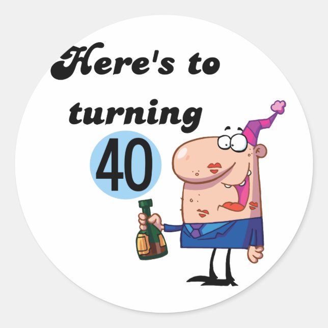 Cheers to 40 Birthday Tshirts and Gifts Classic Round Sticker (Front)