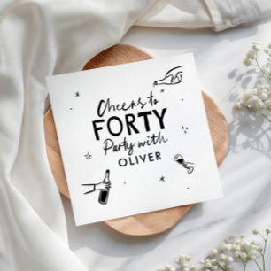 Cheers to 40 modern whimsical birthday decor napkin