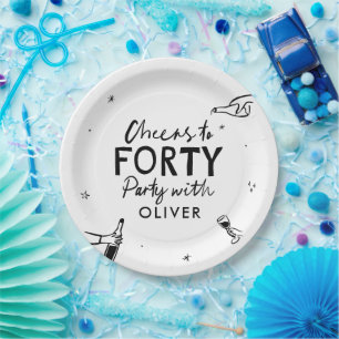 Cheers to 40 modern whimsical birthday decor paper plate