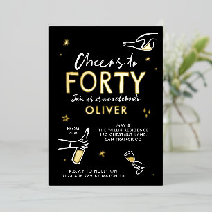 Cheers to 40 modern whimsical birthday invite