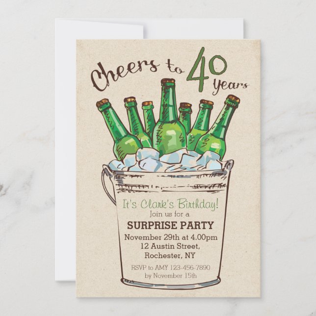 Cheers to 40 years Birthday Invitation (Front)