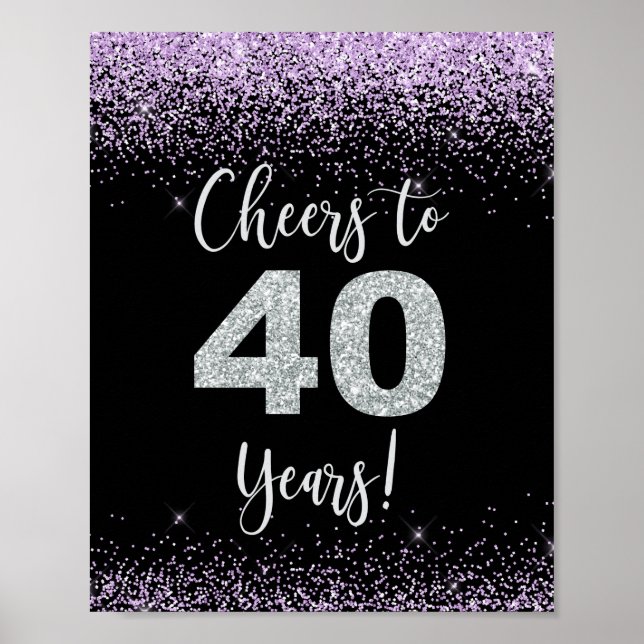 Cheers to 40 Years Birthday or Anniversary Sign (Front)