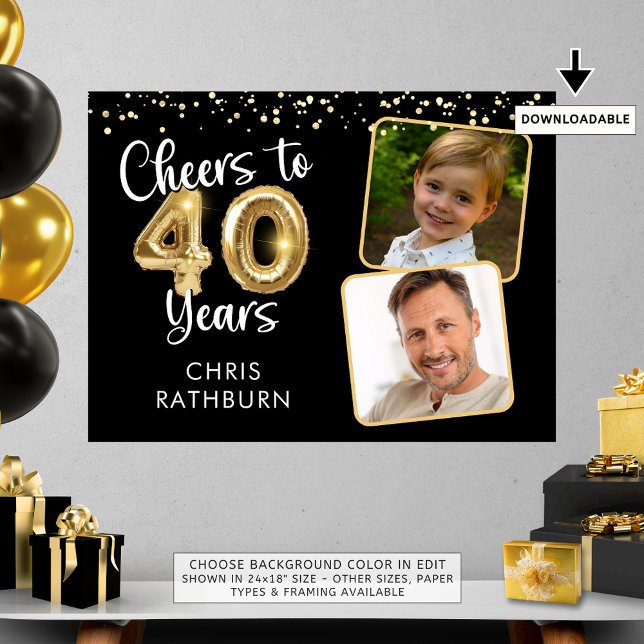 Cheers to 40 Years Birthday Photo Welcome Sign (Creator Uploaded)