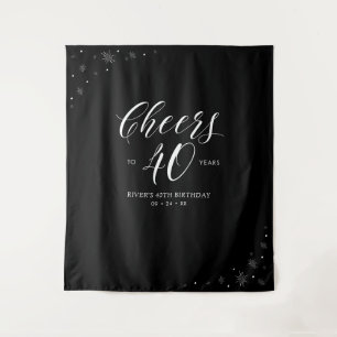 Cheers to 40 years   Black & White 40th Birthday Tapestry