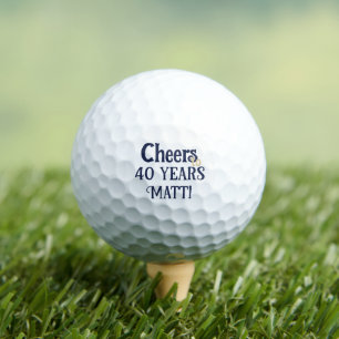 Cheers to 40 Years Custom Navy Gold Golf Balls