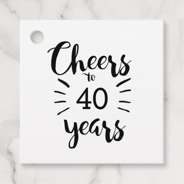 Cheers to 40 Years Favour Tags (Front)