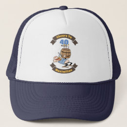 Cheers To 40 Years Funny Beer Birthday Cartoon Trucker Hat
