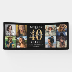 Cheers to 40 Years Gold Photo Birthday Banner