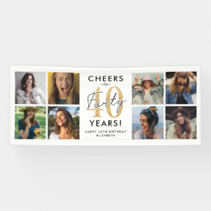 Cheers to 40 Years Gold Photo Birthday Banner
